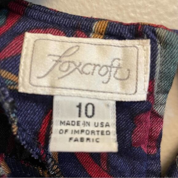 Vintage L whimsical long sleeve blouse Foxcroft bohemian floral green - Picture 4 of 8